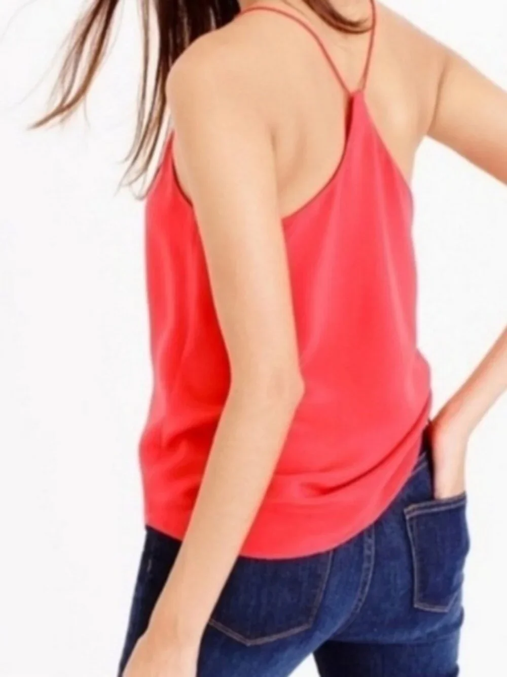 J. Crew Silk Carrie Cami in Bright Watermelon, Size 2